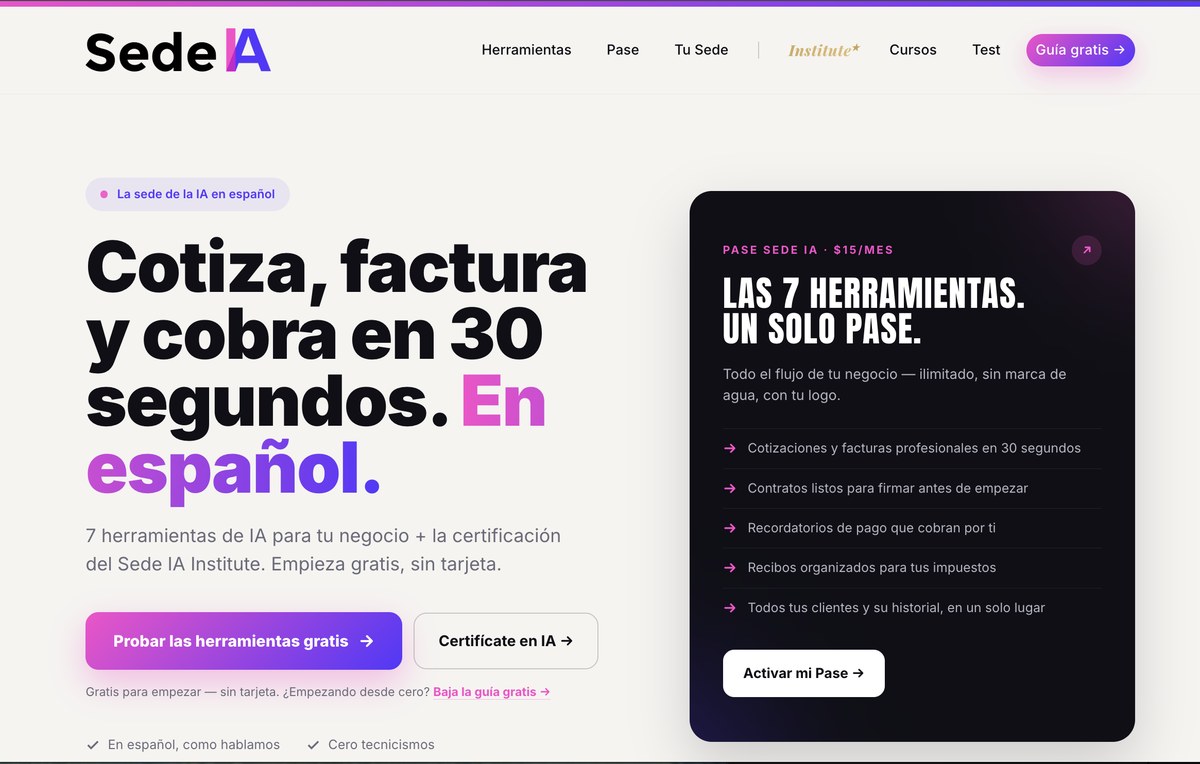 SedeIA — cotiza, factura y cobra en segundos, en español